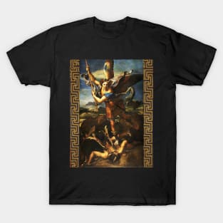 St Michael Archangel Vanguishing Satan by Raffaello Sanzio T-Shirt